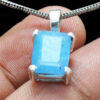 Blue Chalcedony Octagon Shape Gemstone 925 Silver Pendant SP02-1095