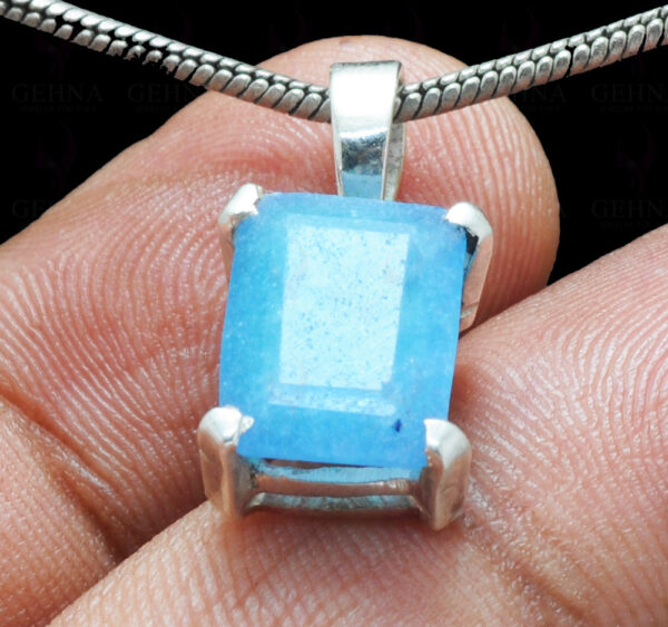 Blue Chalcedony Octagon Shape Gemstone 925 Silver Pendant SP02-1095