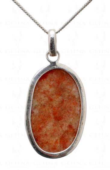 Sunstone Oval Shape Gemstone Studded 925 Sterling Silver Pendant Sp031095