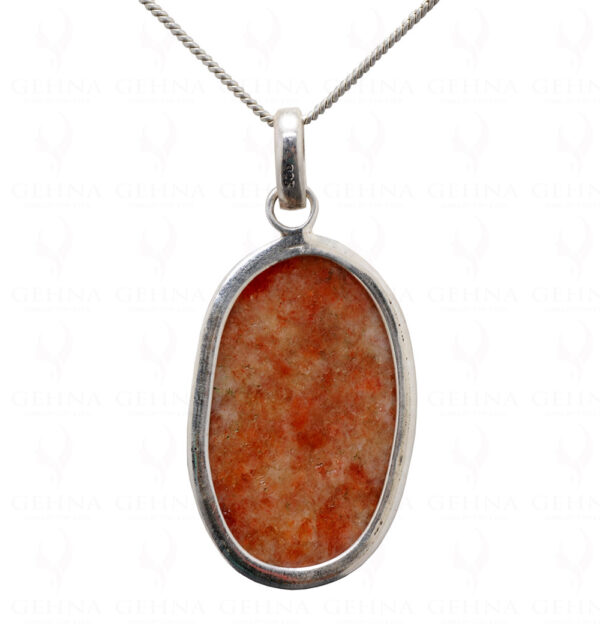 Sunstone Oval Shape Gemstone Studded 925 Sterling Silver Pendant Sp031095