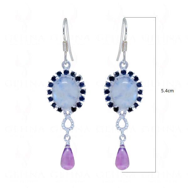 Moon Stone & Multicolor Gemstone Studded 925 Sterling Silver Earring SE04-1095