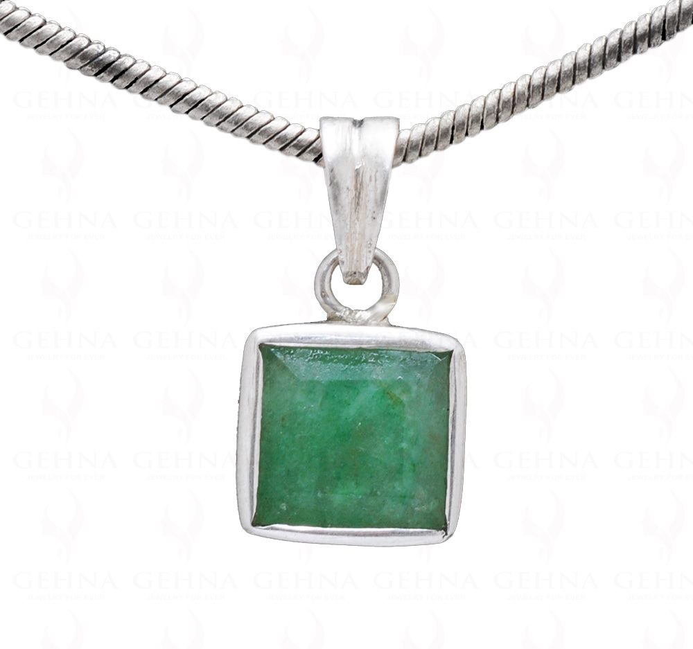 Sakota Mines Square Shape Emerald Gemstone 925 Silver Pendant SP02-1096