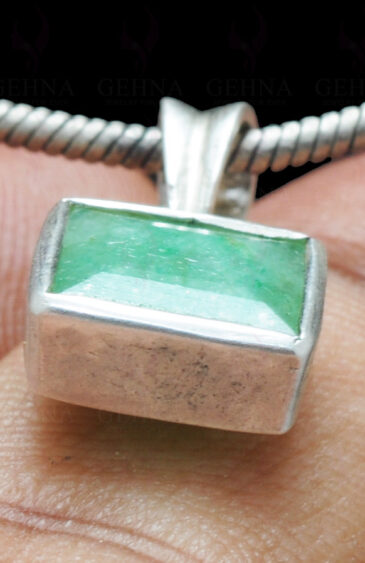 Sakota Mines Square Shape Emerald Gemstone 925 Silver Pendant SP02-1096