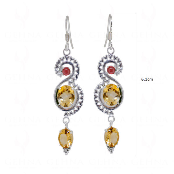 Tourmaline &Citrine Gemstone Studded 925 Sterling Silver Earrings SE04-1096