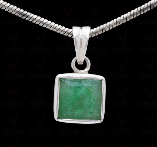 Sakota Mines Square Shape Emerald Gemstone 925 Silver Pendant SP02-1096