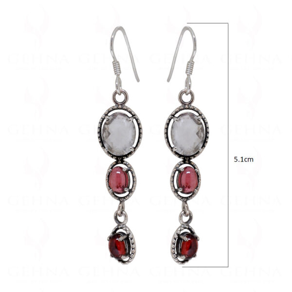 Aquamarine, Tourmaline & Garnet Gemstone Studded 925 Silver Earrings SE04-1097