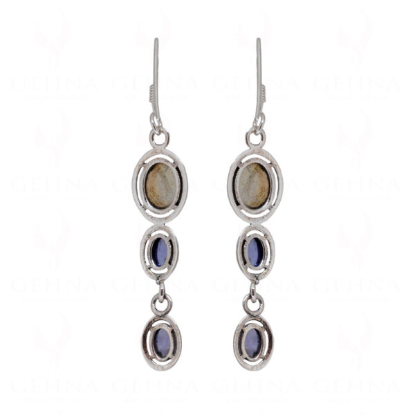 Labradorite & Iolite Gemstone Studded 925 Sterling Silver Earrings SE04-1098