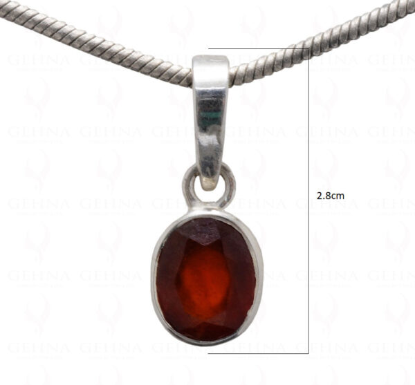 Ghomed Hessonite Oval Shape Gemstone 925 Silver Pendant SP02-1098