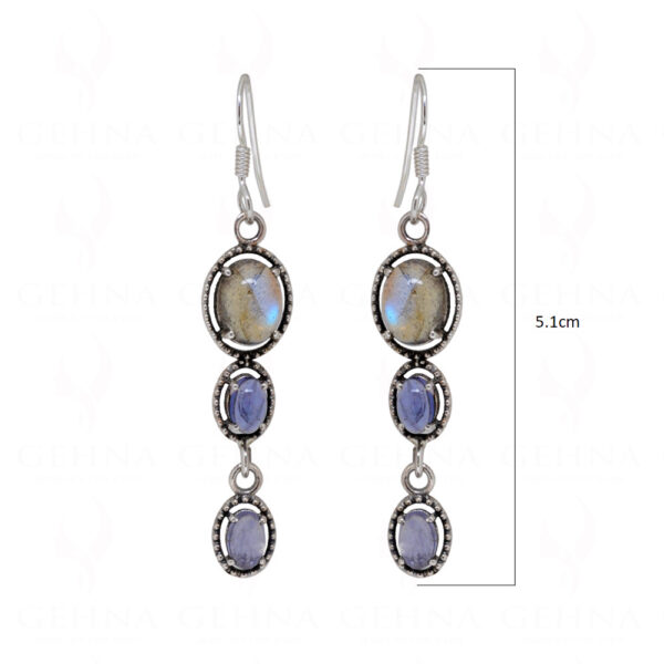 Labradorite & Iolite Gemstone Studded 925 Sterling Silver Earrings SE04-1098