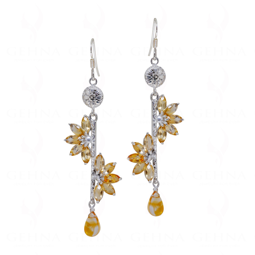 Citrine Gemstone Studded 925 Sterling Silver Earrings SE04-1100