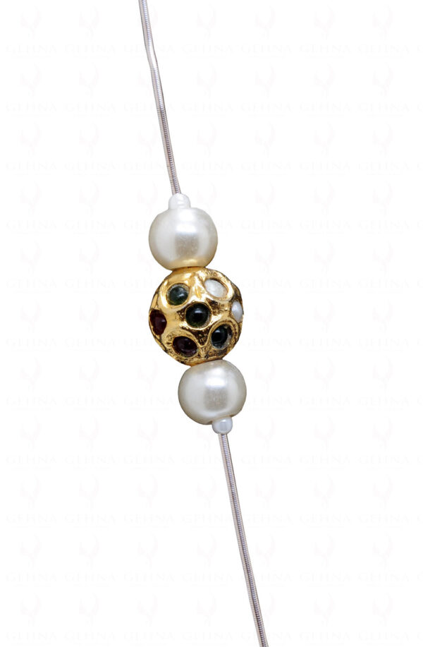 Pearl, Ruby & Emerald Gemstone Jadau Lac Ball Necklace Ln011100