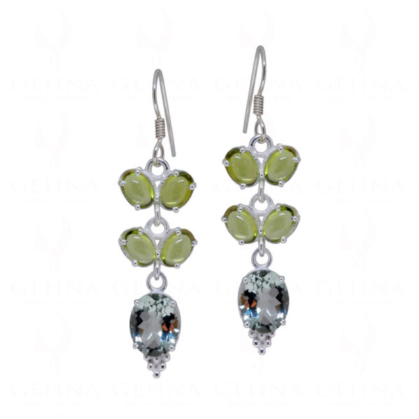 Peridot & Aquamarine Gemstone Studded 925 Sterling Silver Earrings SE04-1103