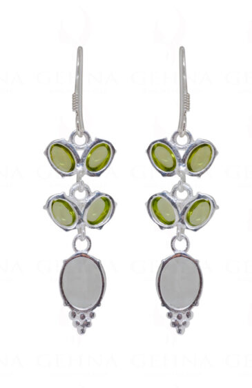 Peridot & Aquamarine Gemstone Studded 925 Sterling Silver Earrings SE04-1103