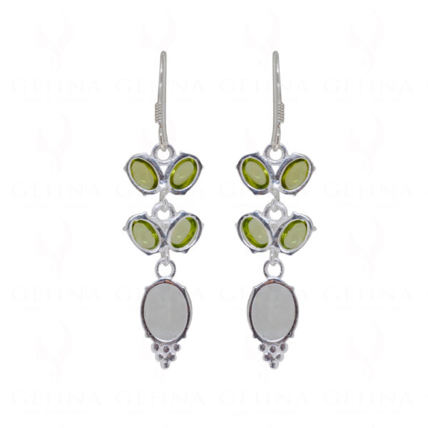 Peridot & Aquamarine Gemstone Studded 925 Sterling Silver Earrings SE04-1103