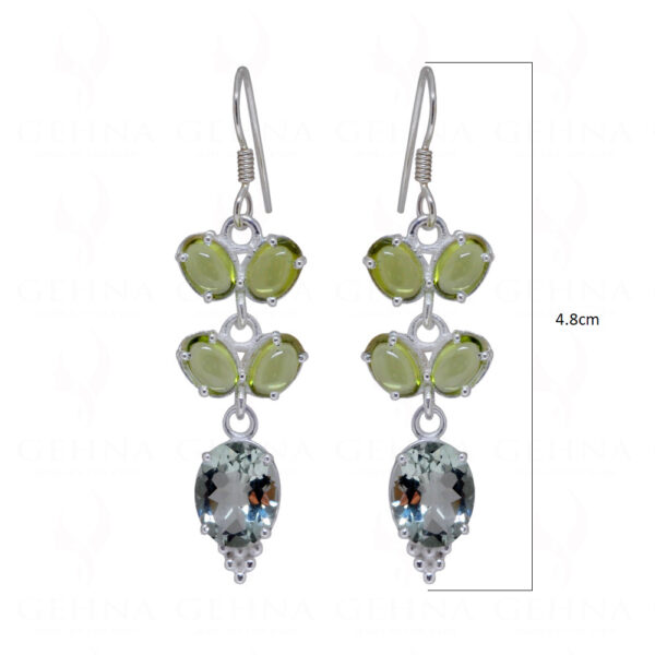 Peridot & Aquamarine Gemstone Studded 925 Sterling Silver Earrings SE04-1103