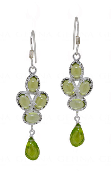 Peridot Oval Shaped Gemstone Studded 925 Silver Earrings SE04-1104