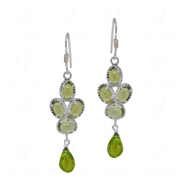 Peridot Oval Shaped Gemstone Studded 925 Silver Earrings SE04-1104