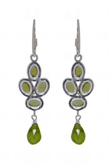 Peridot Oval Shaped Gemstone Studded 925 Silver Earrings SE04-1104