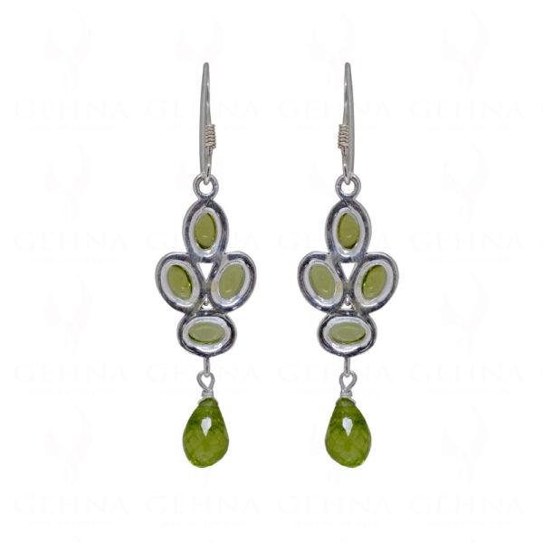 Peridot Oval Shaped Gemstone Studded 925 Silver Earrings SE04-1104