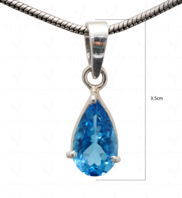 Swiss Blue Topaz Pear Shape Gemstone 925 Silver Pendant SP02-1104