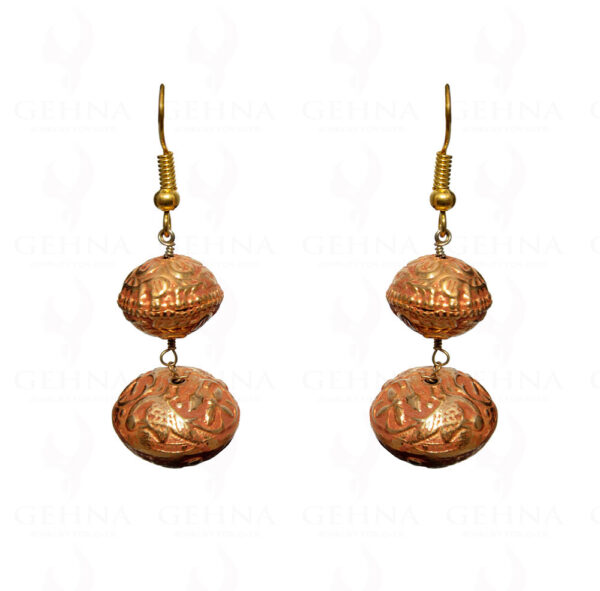 Traditional Gold Coated Nakshi Ball Earring & Necklace Ln011105