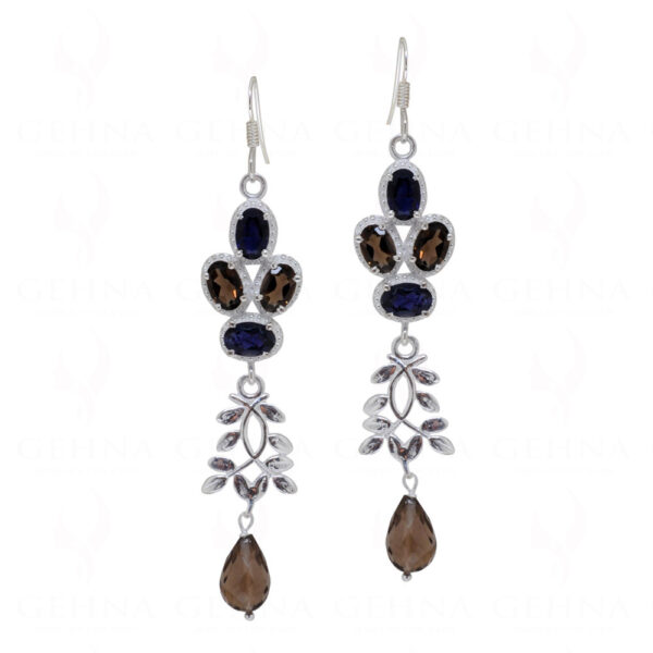 Smoky Gemstone Studded 925 Sterling Silver Earrings SE04-1106