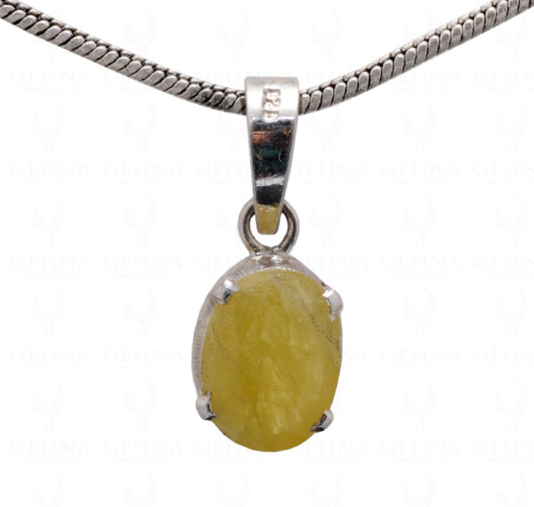 Yellow Sapphire Oval Shape Gemstone Studded 925 Silver Pendant SP02-1106