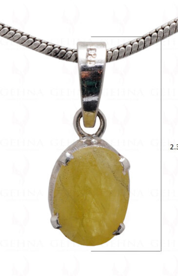 Yellow Sapphire Oval Shape Gemstone Studded 925 Silver Pendant SP02-1106