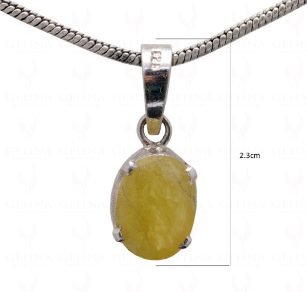 Yellow Sapphire Oval Shape Gemstone Studded 925 Silver Pendant SP02-1106