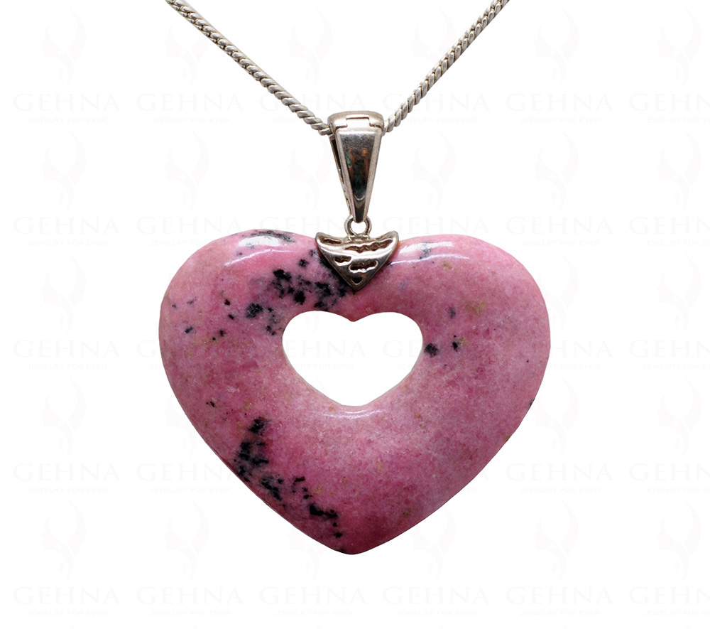 Rhodonite Heart Shape Gemstone Studded 925 Silver Pendant Sp031106