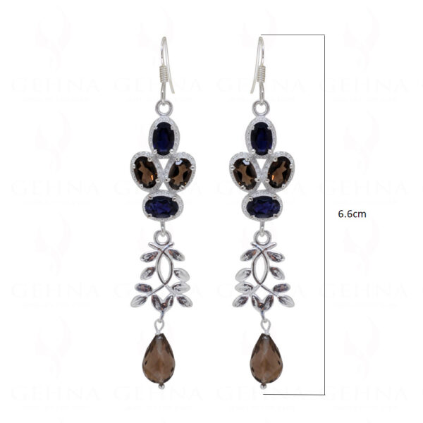 Smoky Gemstone Studded 925 Sterling Silver Earrings SE04-1106