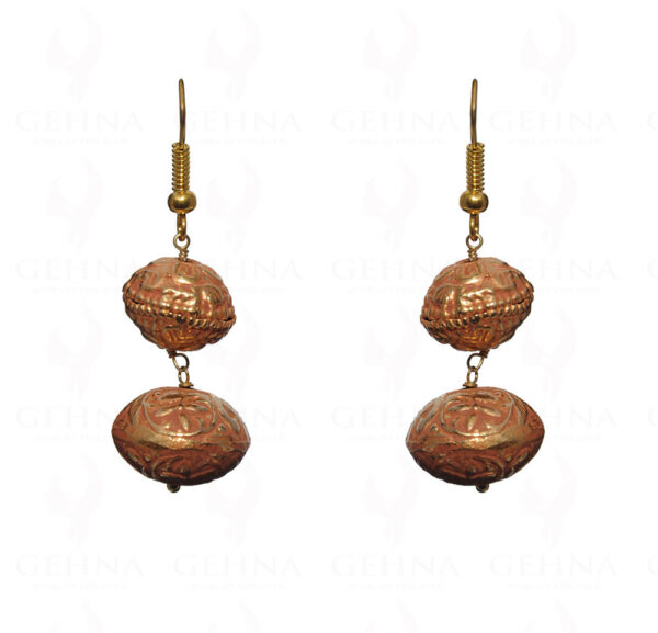 Traditional Gold Coated Nakshi Ball Earring & Necklace Ln011106