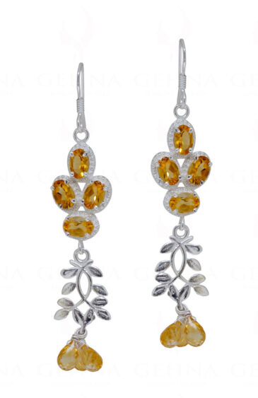 Citrine Oval Shaped Gemstone Studded 925 Sterling Silver Earrings SE04-1108