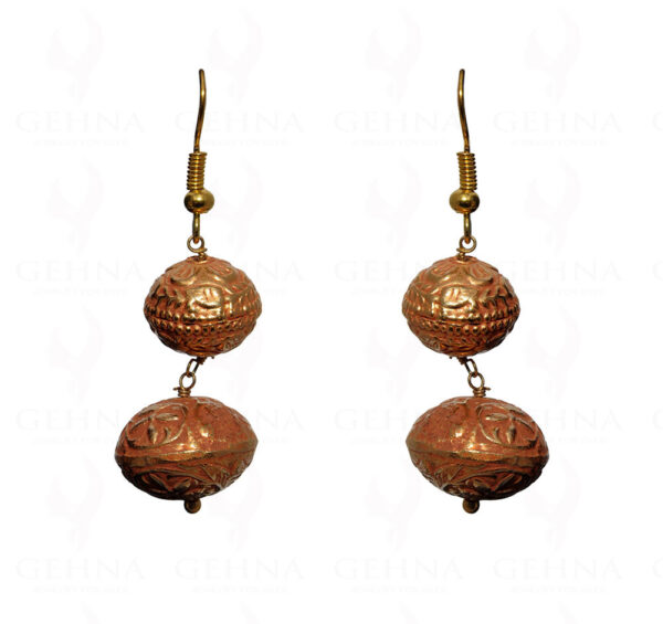 Traditional Gold Coated Nakshi Ball Earring & Necklace Ln011108
