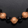 Black Onyx & Gold Coated Nakshi Ball Earring & Necklace Ln011110