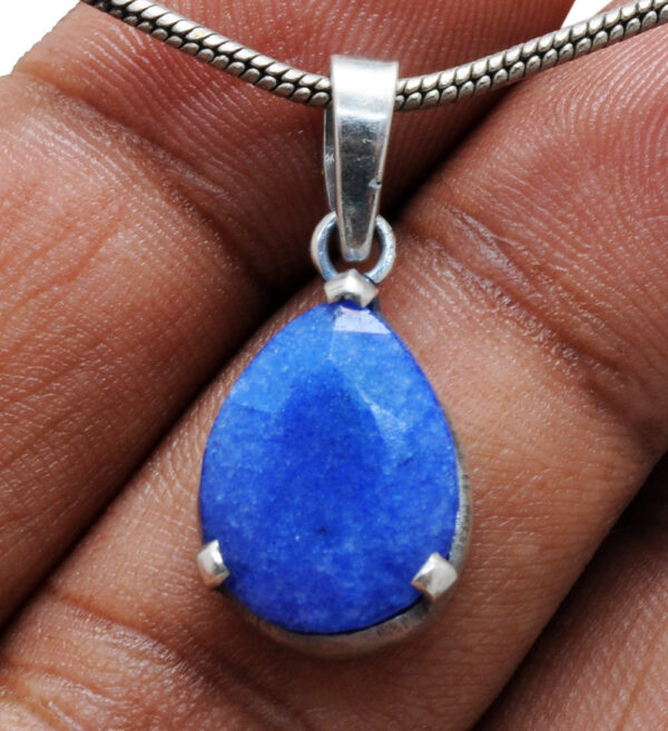 Blue Chalcedony Pear Shape Gemstone 925 Silver Pendant SP02-1110