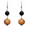 Black Onyx & Gold Coated Nakshi Ball Earring & Necklace Ln011110