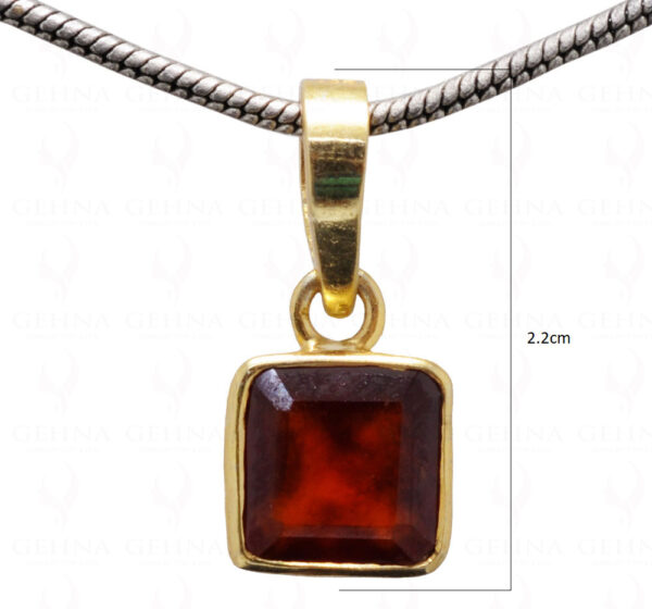 Hessonite Square Shape Gemstone 925 Silver Pendant SP02-1111