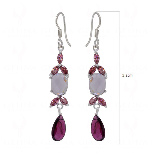 Tourmaline, Garnet & Amethyst Gemstone Studded 925 Silver Earrings SE04-1112