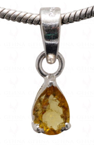 Yellow Sapphire Pearl Shape Gemstone 925 Silver Pendant SP02-1113