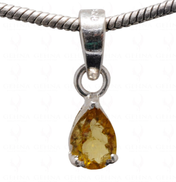 Yellow Sapphire Pearl Shape Gemstone 925 Silver Pendant SP02-1113