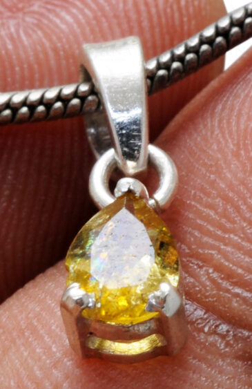 Yellow Sapphire Pearl Shape Gemstone 925 Silver Pendant SP02-1113