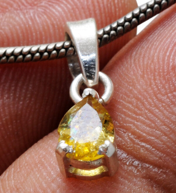 Yellow Sapphire Pearl Shape Gemstone 925 Silver Pendant SP02-1113