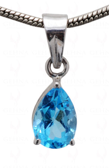 Swiss Blue Topaz Pear Shape Gemstone 925 Silver Pendant SP02-1115