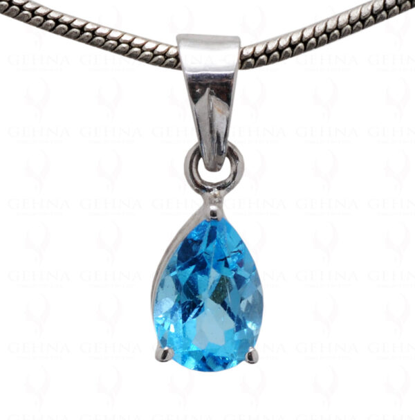 Swiss Blue Topaz Pear Shape Gemstone 925 Silver Pendant SP02-1115