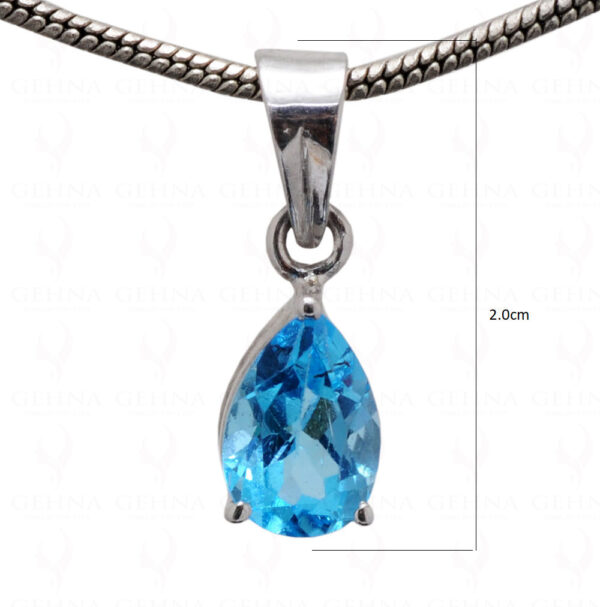 Swiss Blue Topaz Pear Shape Gemstone 925 Silver Pendant SP02-1115