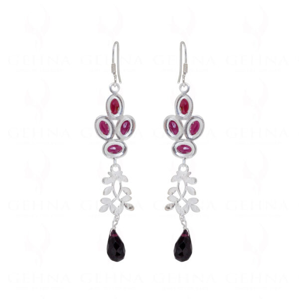 Tourmaline Teardrop Shaped Gemstone Studded 925 Silver Earrings SE04-1116