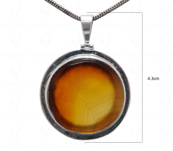 Lace Agate Round Shape Gemstone Studded 925 Silver Pendant SP02-1116