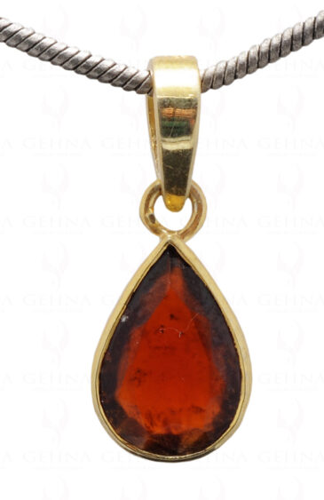 Hessonite Pear Shape Gemstone 925 Silver Pendant SP02-1118