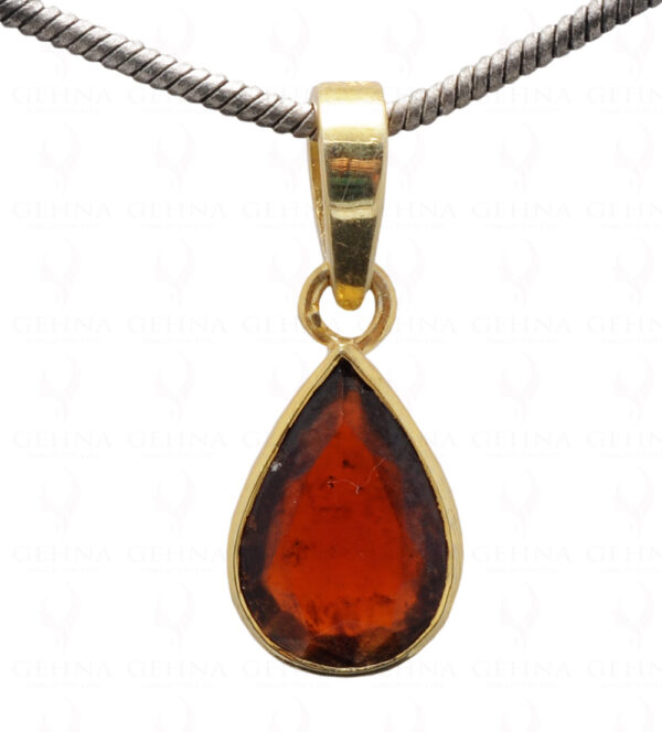 Hessonite Pear Shape Gemstone 925 Silver Pendant SP02-1118